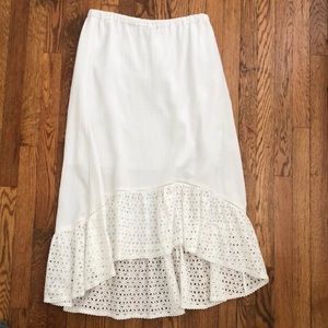 Beautiful White Rafaella High Low Skirt with Eyelet Lace Size L